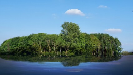 Water reflections of lake in the forest 