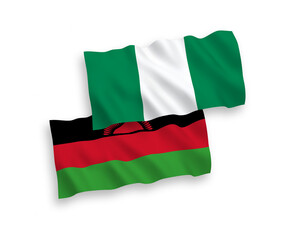 Flags of Malawi and Nigeria on a white background