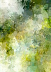 Obraz na płótnie Canvas 幻想的な黄色と緑のキラキラ水彩テクスチャ背景 