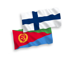 Flags of Finland and Eritrea on a white background