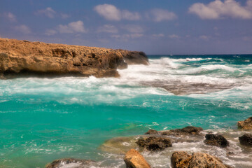 Ayia Napa rocky stormy seafront, Cyprus.