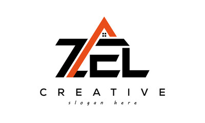 initial ZEL letters real estate construction logo vector - obrazy, fototapety, plakaty