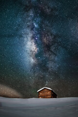 Italy's "Little Tibet", epic night sky. The beautiful night sky in the mountains near Livigno in Lombardy, Italy