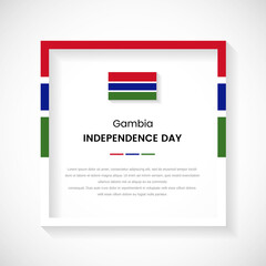 Abstract Gambia flag square frame stock illustration. Creative country frame with text for Independence day of Gambia