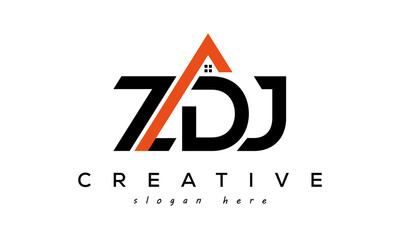 initial ZDJ letters real estate construction logo vector - obrazy, fototapety, plakaty