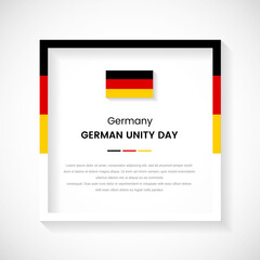 Abstract Germany flag square frame stock illustration. Creative country frame with text for German unity day of Germany