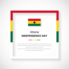 Abstract Ghana flag square frame stock illustration. Creative country frame with text for Independence day of Ghana