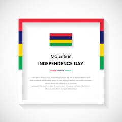 Abstract Mauritius flag square frame stock illustration. Creative country frame with text for Independence day of Mauritius