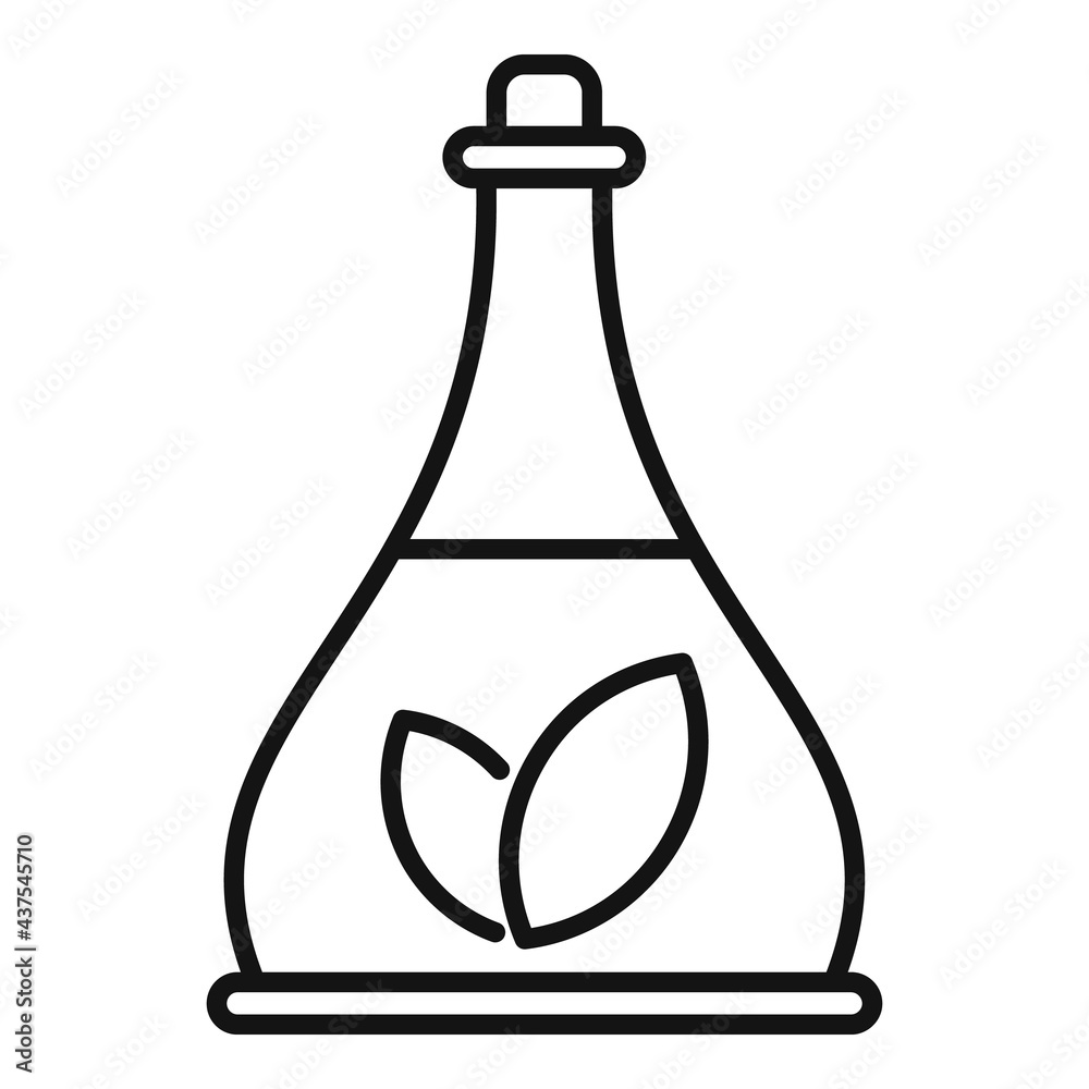 Sticker Essential oils eco flask icon, outline style