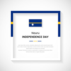 Abstract Nauru flag square frame stock illustration. Creative country frame with text for Independence day of Nauru