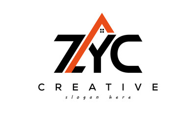 initial ZYC letters real estate construction logo vector