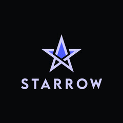 star and arrow in black background logo design vector