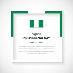 Abstract Nigeria flag square frame stock illustration. Creative country frame with text for Independence day of Nigeria - obrazy, fototapety, plakaty