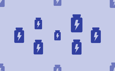 Obraz premium Seamless pattern of large isolated blue power jar symbols. The pattern is divided by a line of elements of lighter tones. Vector illustration on light blue background