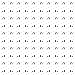 Square seamless background pattern from black headphones symbols are different sizes and opacity. The pattern is evenly filled. Vector illustration on white background