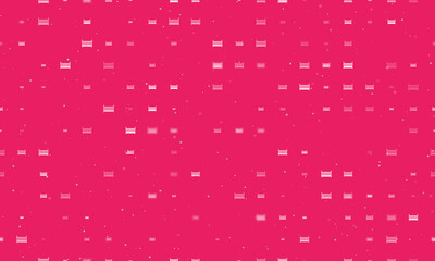 Seamless background pattern of evenly spaced white baby cot symbols of different sizes and opacity. Vector illustration on pink background with stars