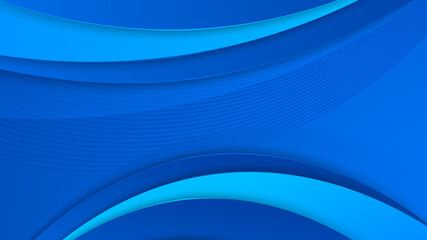 Modern blue wave abstract background with 3d overlap layers. Dark blue background with abstract graphic elements for presentation background design.