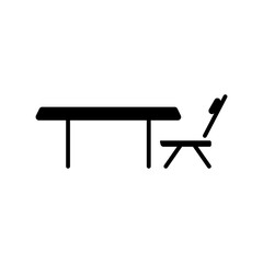 Table and chair design. Glyph icon style. simple illustration. Editable stroke. Design template vector