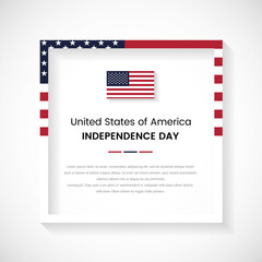 Abstract United States of America flag square frame stock illustration. Creative country frame with text for Independence day of USA