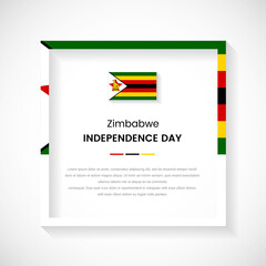 Abstract Zimbabwe flag square frame stock illustration. Creative country frame with text for Independence day of Zimbabwe - obrazy, fototapety, plakaty