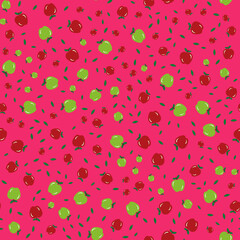 Beautiful apple patern in pink color. Vector image.