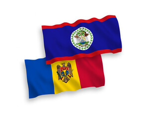 Flags of Belize and Moldova on a white background