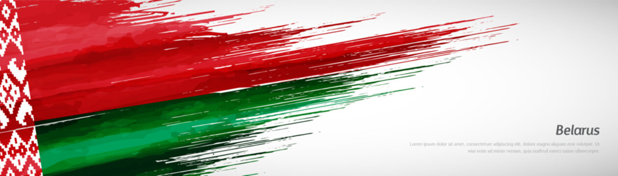 Abstract happy independence day of Belarus with creative watercolor national brush flag background