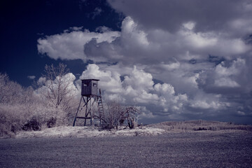 infrared photography - ir photo of landscape with tree under sky with clouds - the art of our world...