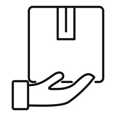 Take parcel home delivery icon, outline style