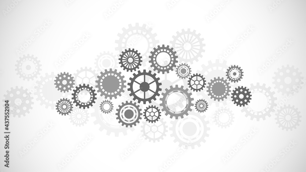 Wall mural cogs and gear wheel mechanisms. hi-tech digital technology and engineering. abstract technical backg
