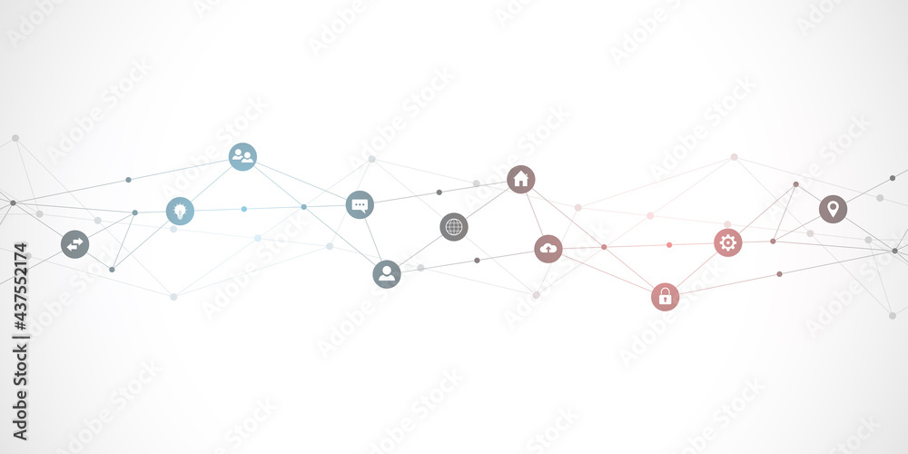 Poster information technology background with infographic elements and flat icons. digital technology, netw