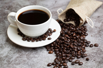 Fototapeta premium hot coffee and beans,Espresso