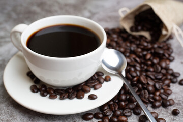 Obraz na płótnie Canvas hot coffee and beans,Espresso