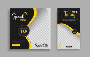 Modern food Editable Social Media banner template. Anyone can use this Easy Design Promotion web banner for social media. Modern elegant sales and discount promotions - Vector.