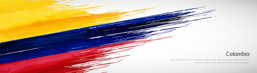 Abstract happy independence day of Colombia with creative watercolor national brush flag background