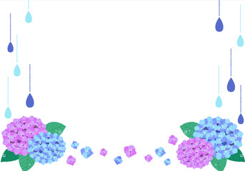 雨と紫陽花のフレーム