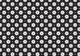 White flowers on the dark background.  The seamless pattern design.