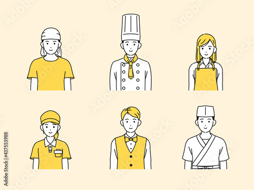 料理人 シェフ 調理師 飲食店の店員 人々 上半身 イラスト素材 Wall Mural Senryu