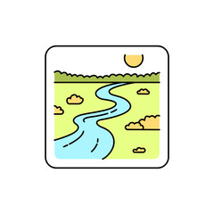 River line color icon. Isolated vector element. Outline pictogram