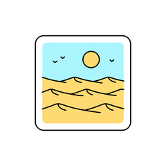 Desert line color icon. Isolated vector element. Outline pictogram