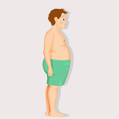 Fototapeta premium illustration of overweight boy