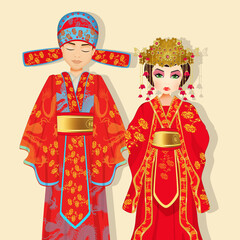 illustration of traditional Chinese wedding