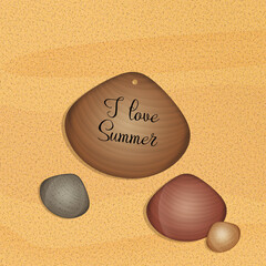 i love summer engraving on the shell