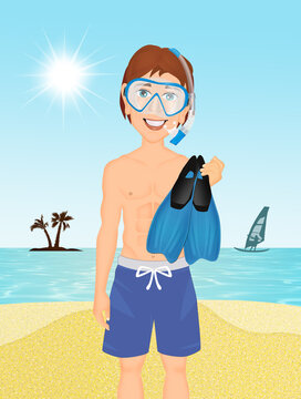 illustration of man snorkeling