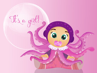 baby birth announcement with octopus