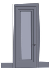 gray door one line drawing isolated, vector