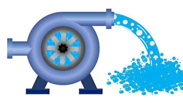 Simple graphic: A heavy duty water pump is pumping water