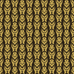 Background pattern with gold decorative ornament on a black background, wallpaper. Seamless pattern, texture