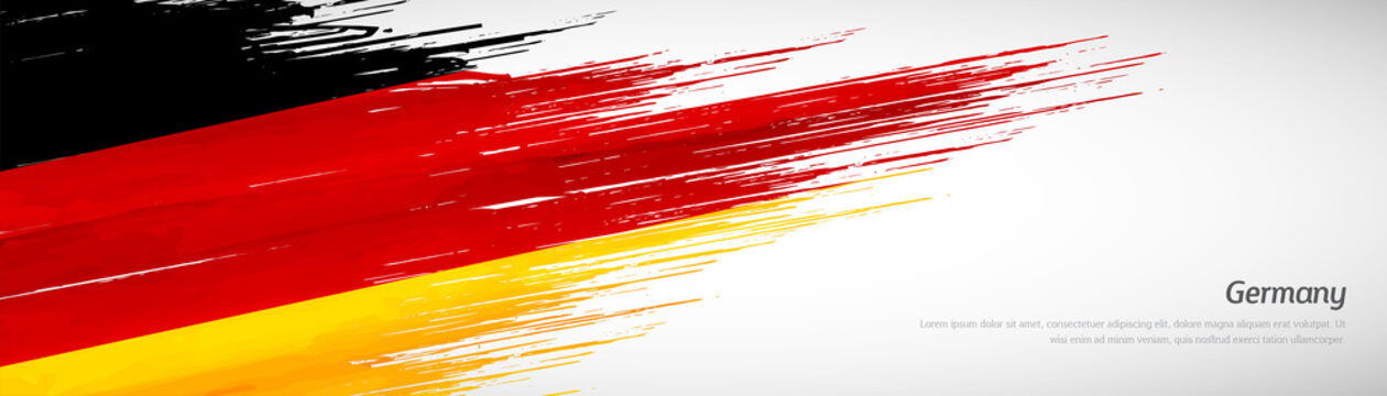 Abstract happy german unity day of Germany with creative watercolor national brush flag background
