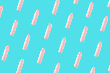 Pink deodorant pattern on a pastel blue background. Cosmetic Abstract 3D Ad  Background Art.